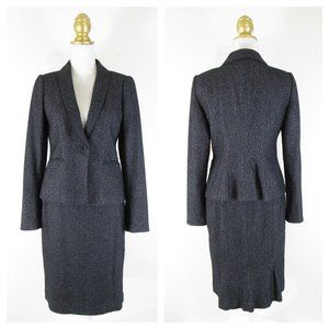 Ann Taylor Black Metallic Wool Blend Skirt Suit 4